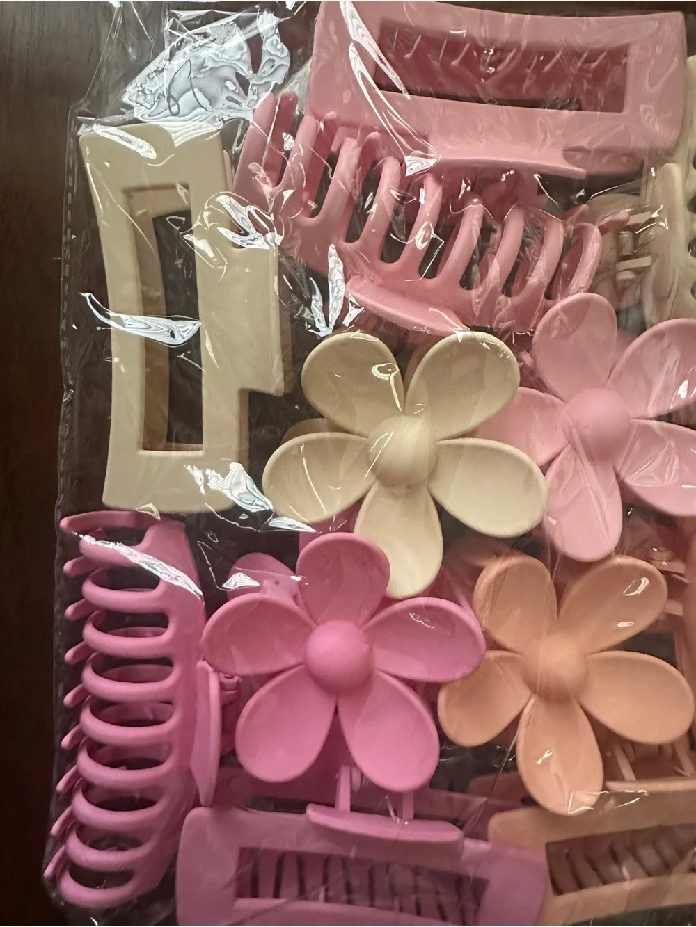 Flower & Pastel Hair Claw Clip Set - Pink, Peach, Cream